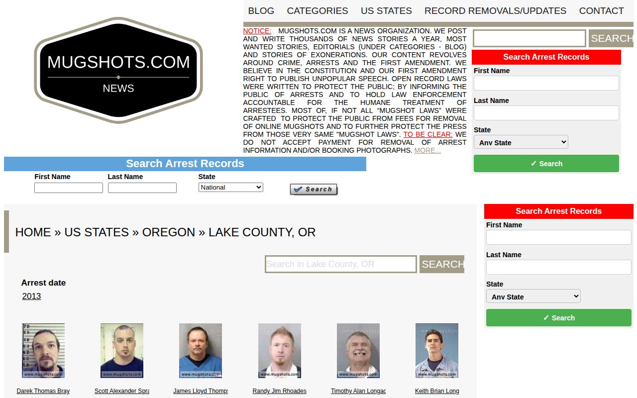 Lake County historical commercial mugshot-source page, not a current booking record